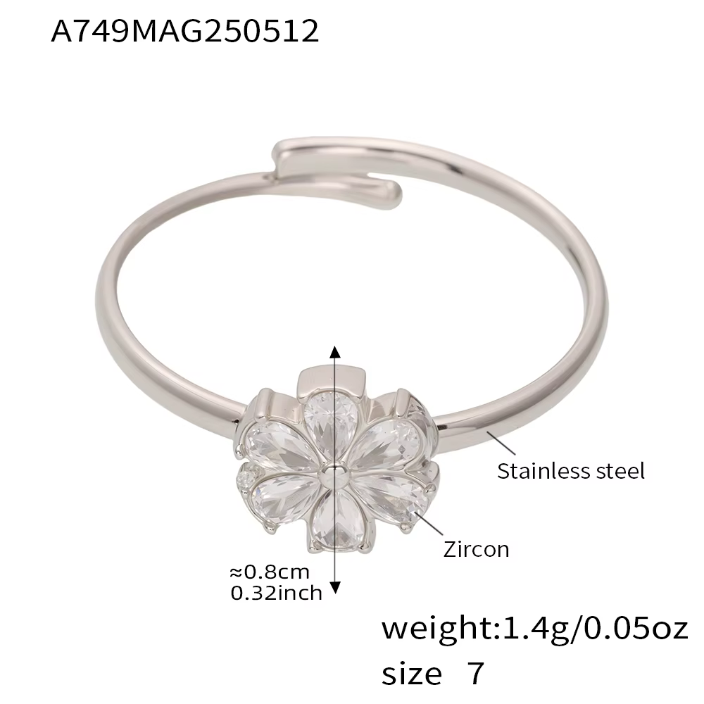 Bagues élégantes en acier inoxydable et zircon pour femmes, plaquées or, tendance, étanches, bijoux 