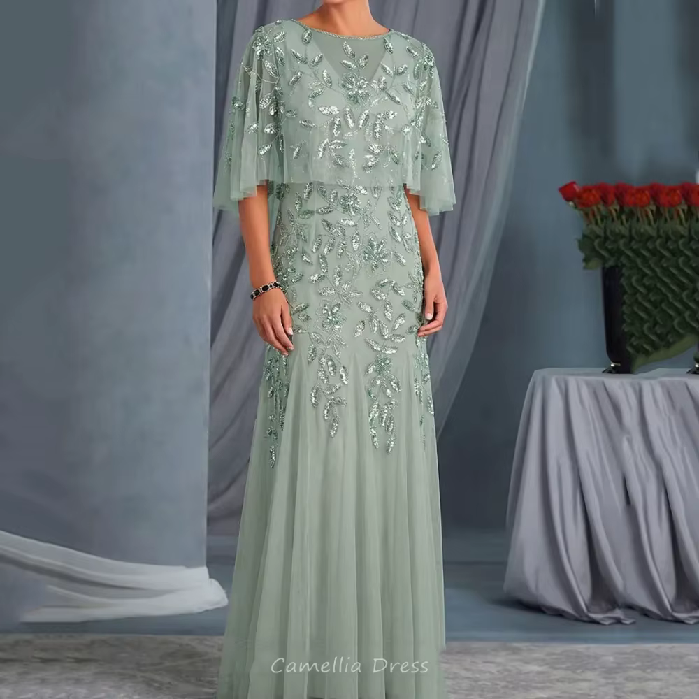 Robes de mère de la mariée personnalisées, robe de soirée en tulle avec appliques, robes de soirée s