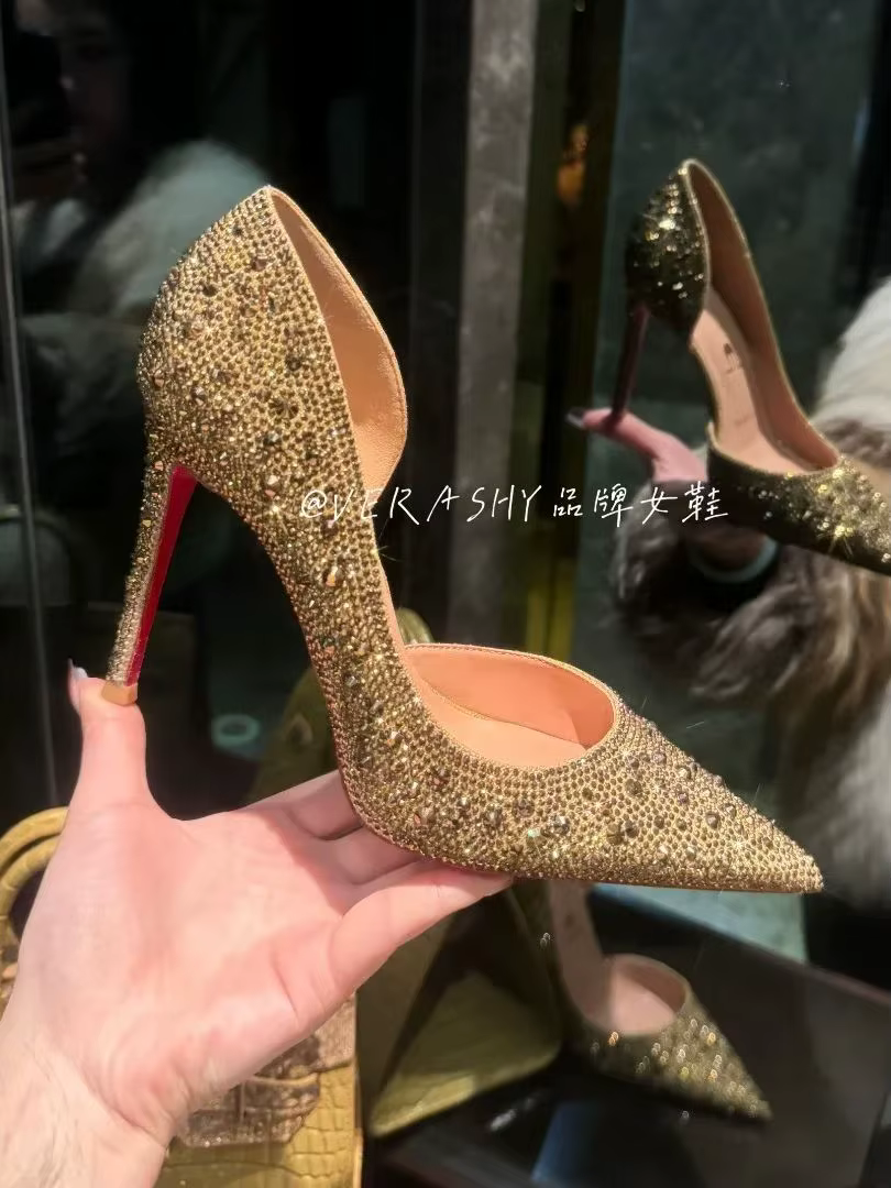 Chaussures à semelle rouge talons hauts chaussures de mariage pour femmes escarpins en diamant talon