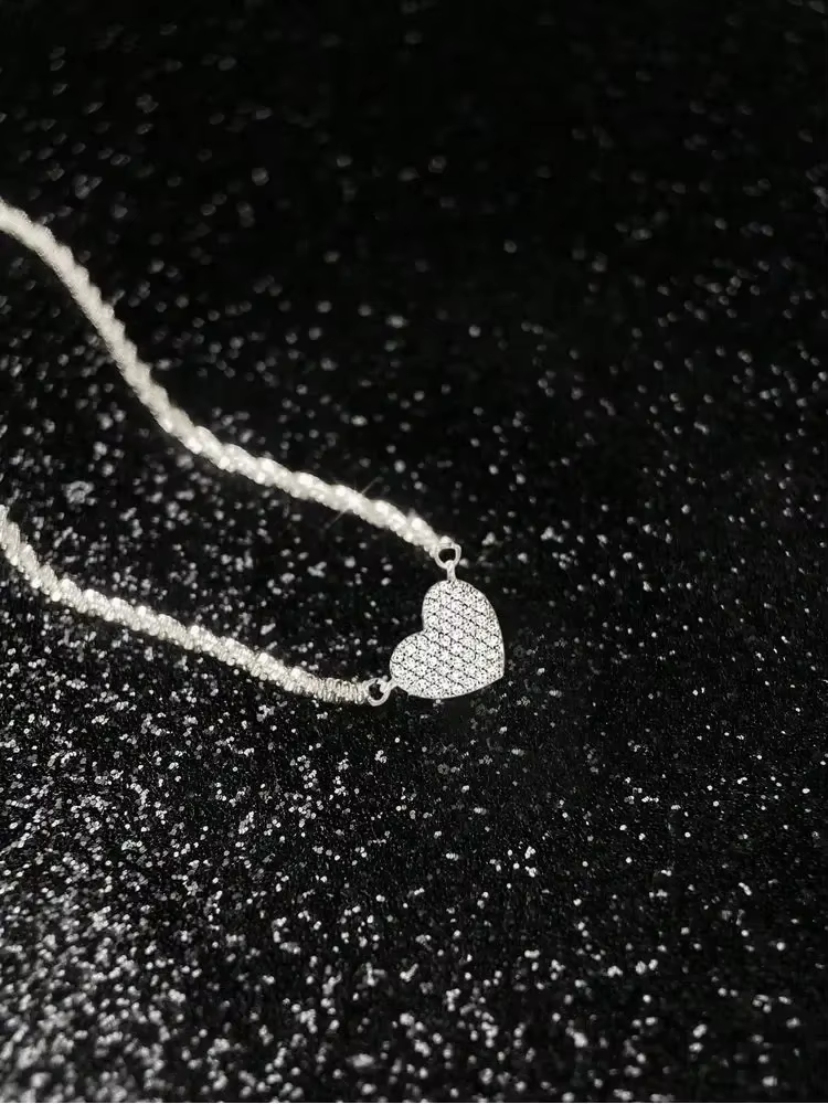 Collier en argent Sterling 925 pour femmes, en Zircon complet, en forme de cœur d'amour, pour fiança