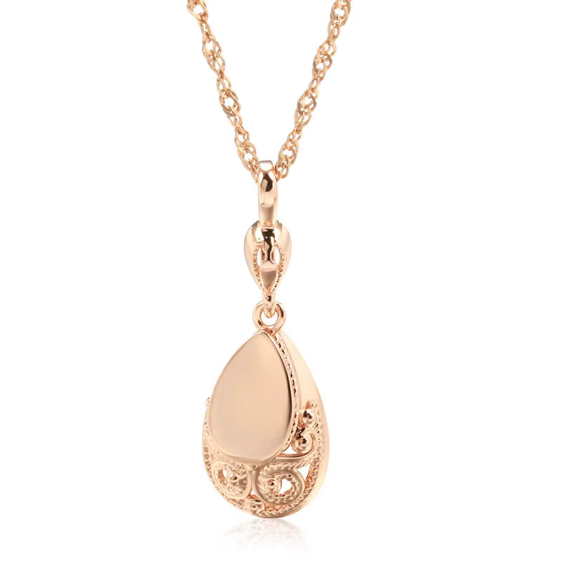 SYOUJYO Vintage 585 couleur or Rose pendentif colliers pour femmes brillant Simple goutte d'eau ethn