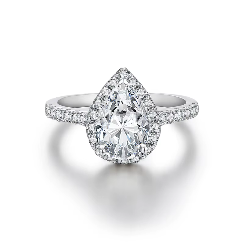 ATTAGEMS – bague en Moissanite de luxe, coupe poire 2.0CT D couleur VVS1, en argent Sterling 925 vér