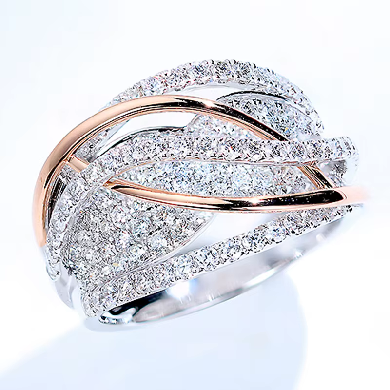 Huitan – bagues bicolores pour femmes, nouveau design, couleur argent/or Rose, mode luxe, fête de ma