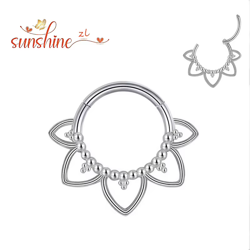 Anneaux de piercing clicker en acier chirurgical de haute qualité, forme goutte d'eau, pour septum,