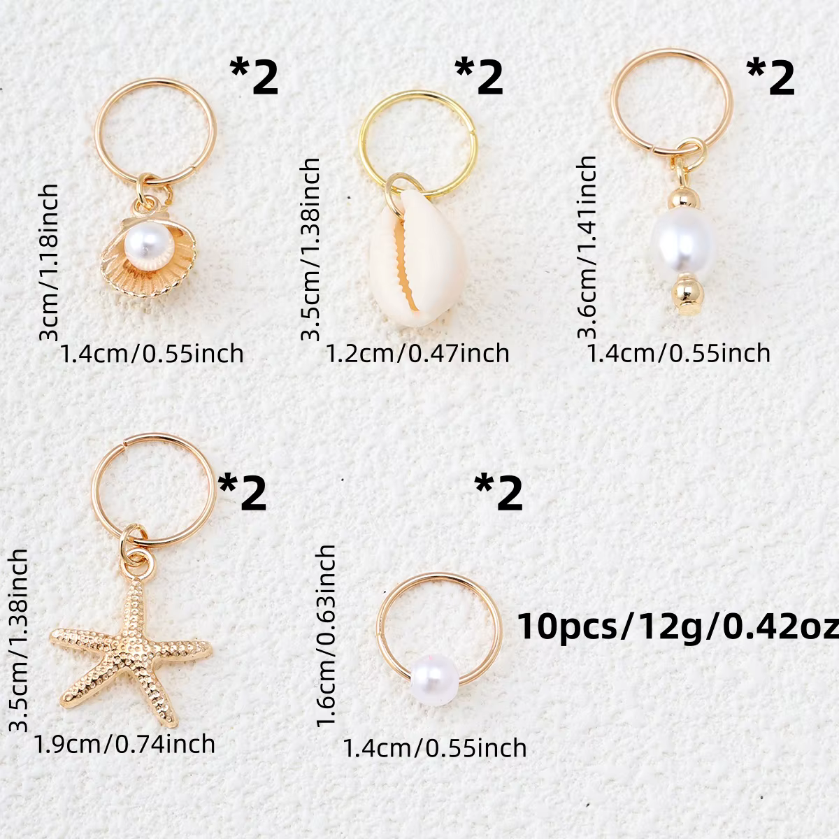 10 pièces · Ensemble d'accessoires pour cheveux style bohème plage. Anneaux pour cheveux en forme d'