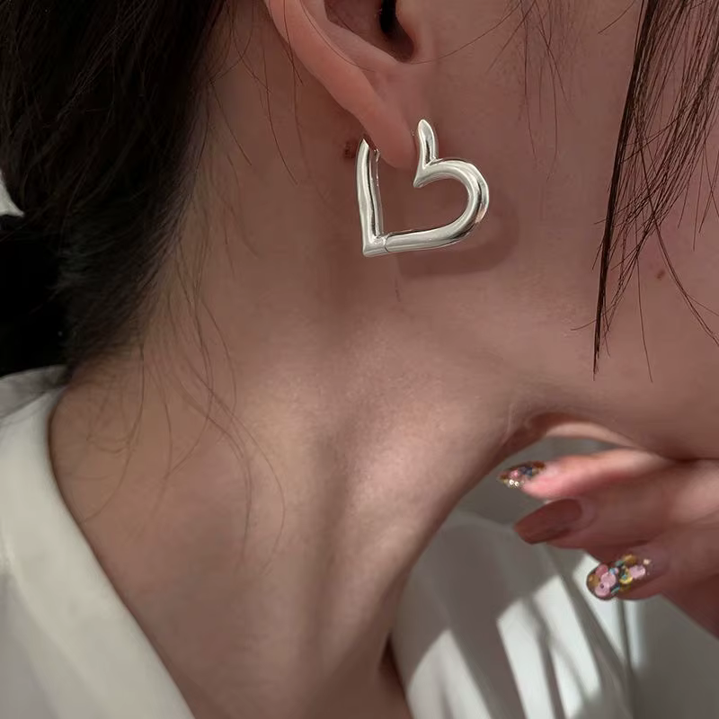 Boucles d'oreilles en argent Sterling 925, cœur d'amour, cerceau de mariage pour femmes, fiançailles
