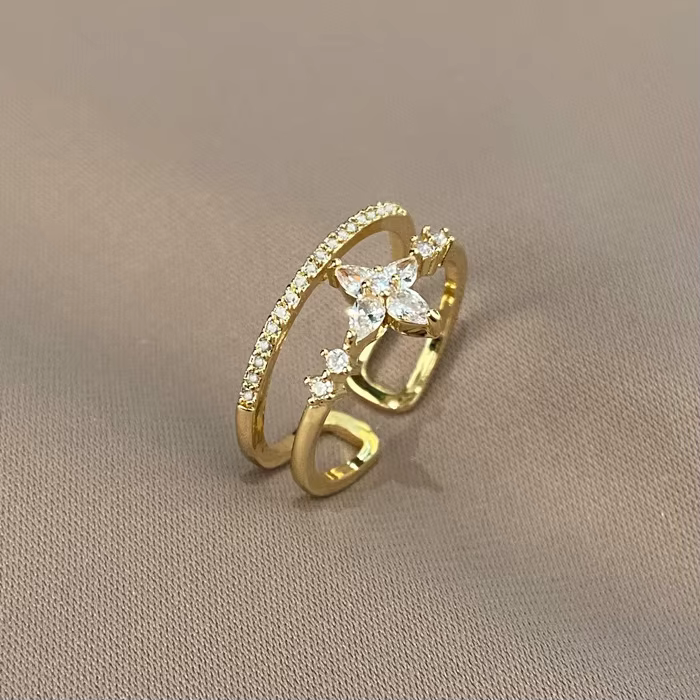 PONYKISS – bagues étoiles en Zircon double couche couleur argent pour femmes, bijoux minimalistes mi