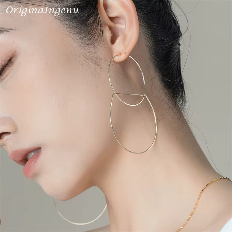 Boucles d'oreilles en forme de cerceau rempli d'or, bijoux faits à la main en argent 925, style Boho