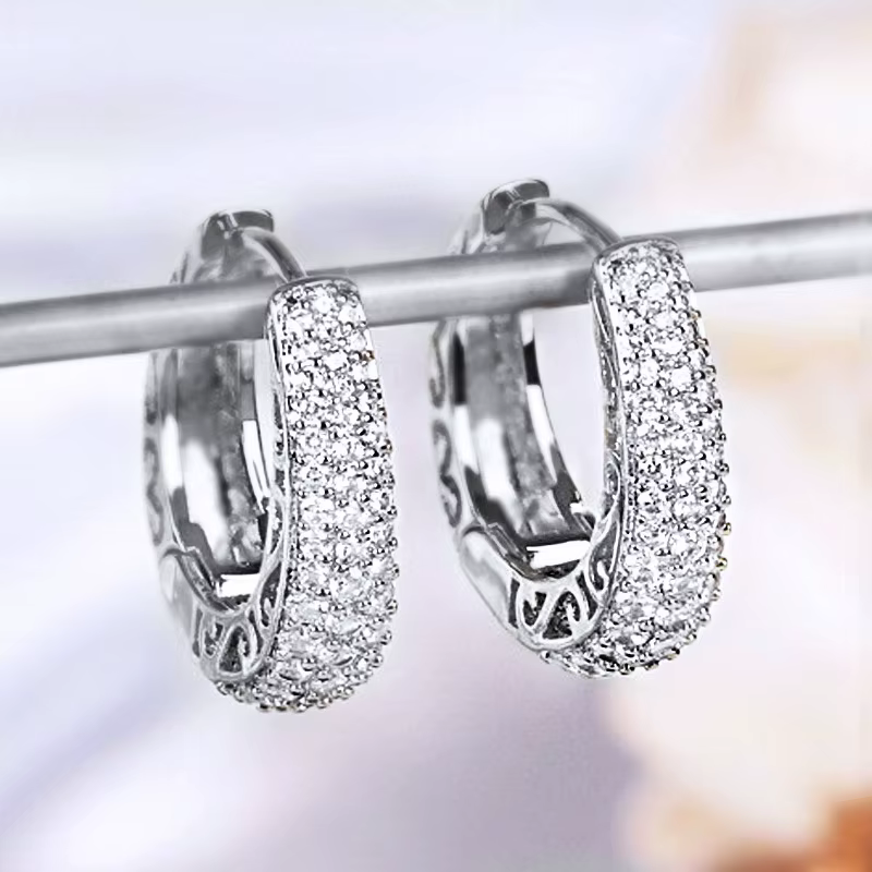 Huitan – boucles d'oreilles créoles creuses couleur or pour femmes, pavé éblouissant, pierre CZ, lux