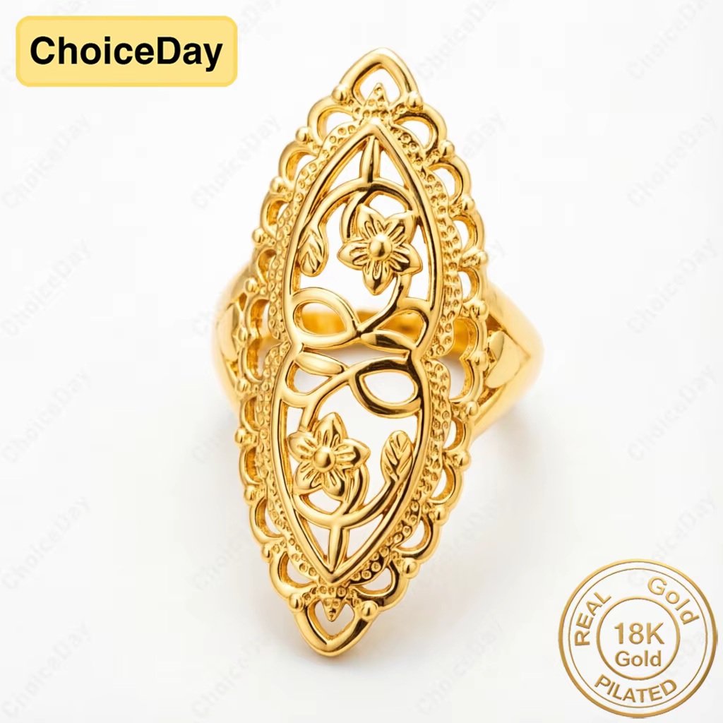 Plaqué or 18 carats # 8 magnifiques bagues larges ajourées sculptées pour femmes, bijoux cadeau pour