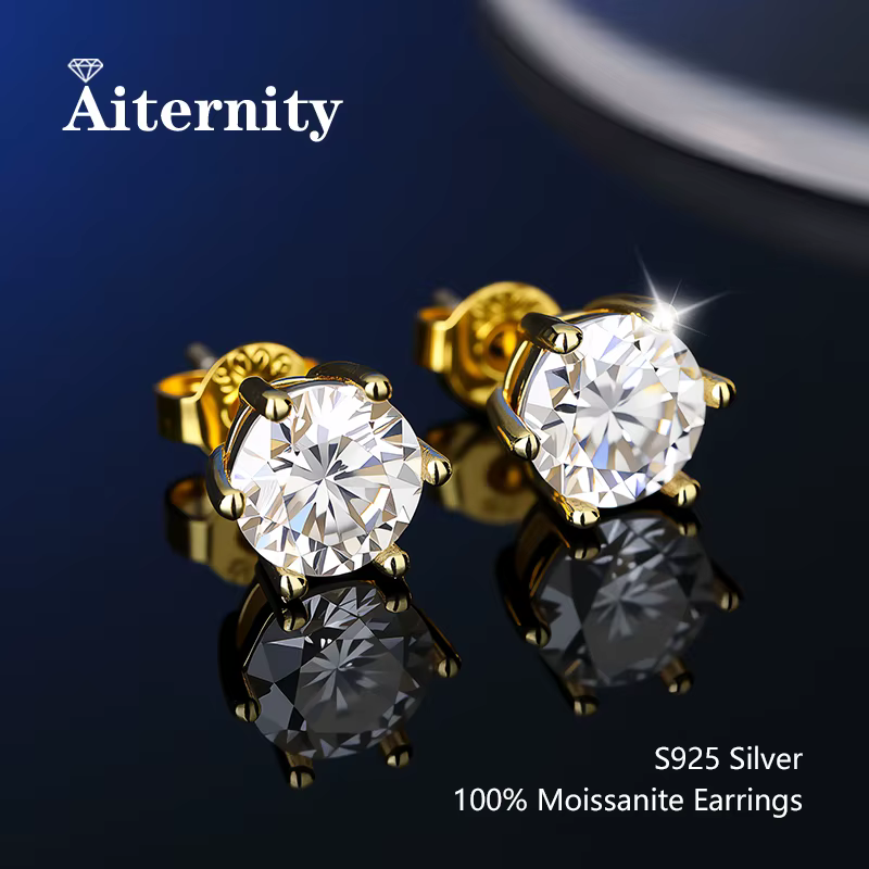 Boucles d'oreilles Moissanite en argent Sterling 100% véritable, avec 2 certificats D VVS1, stylo de