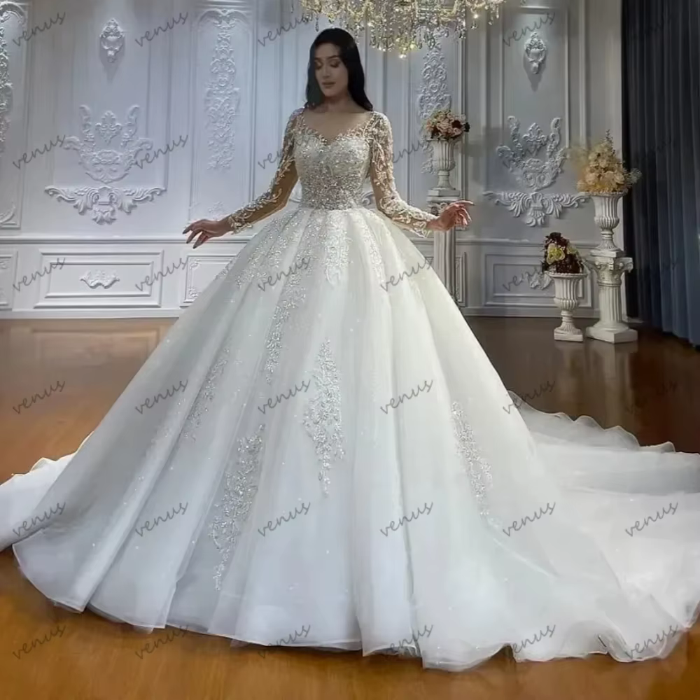 Robes De mariée exquises a-ligne Tulle Robes De mariée à plusieurs niveaux dentelle Appliques perles