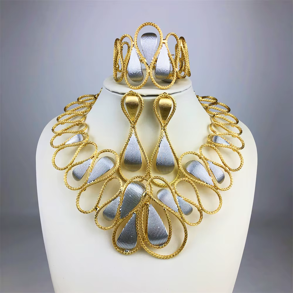 Ensemble de bijoux de mode classique Esale pour femmes, plaqué or 18 carats, ensemble complet de bij