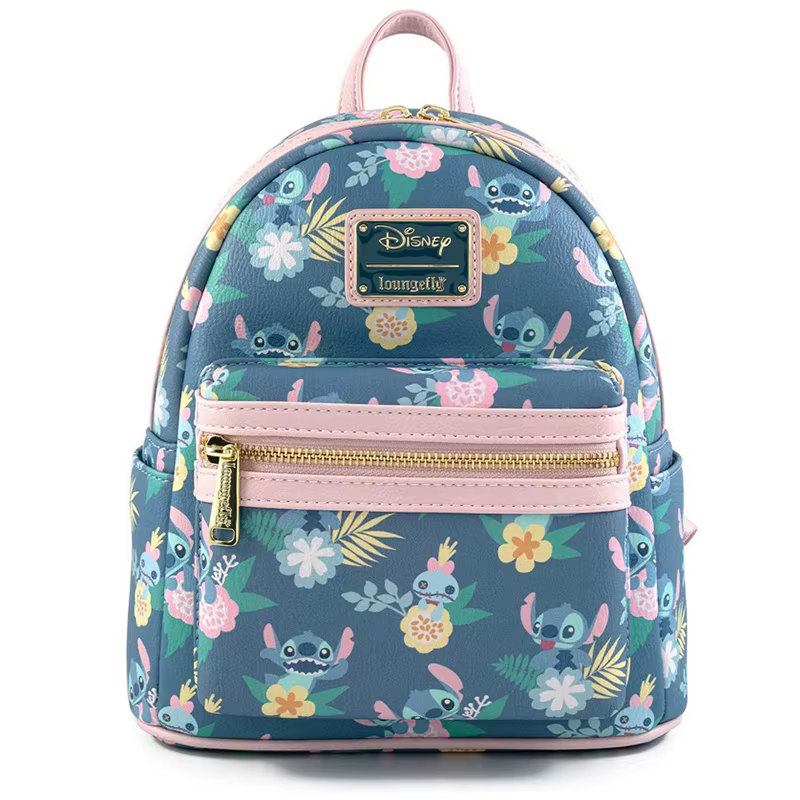 Mini sac à dos Mickey et Minnie à motif floral, sac à bandoulière double pour femme, sac à main, sac