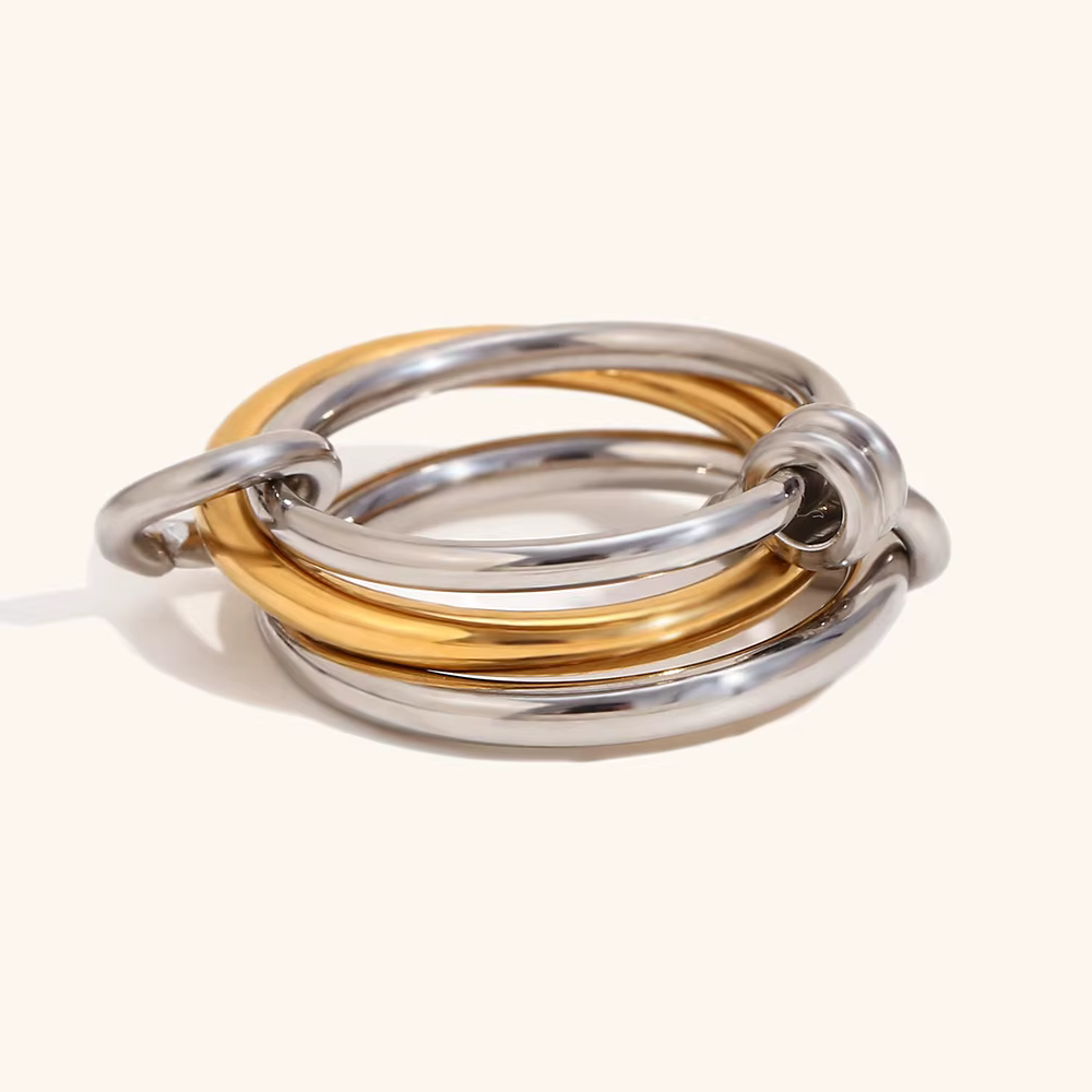 La. Muses – bague multicouche en acier inoxydable pour femmes, mélange de couleurs, double ton, cerc