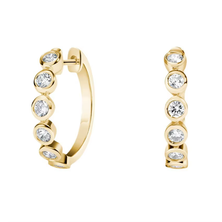 Boucles d'oreilles élégantes en Moissanite plaquées or 18 carats en argent S925 pour femmes – Bijoux