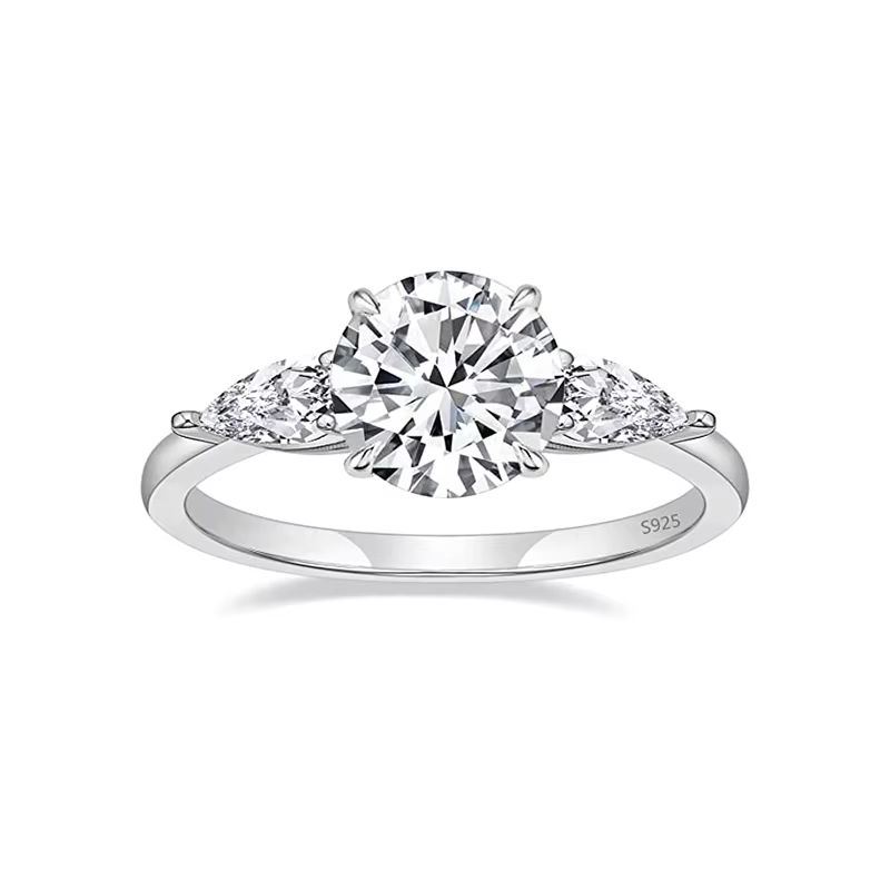 ROGHTS-Bague de fiançailles en argent regardé S925 pour femme, bague de mariage en zircone, 2 carats