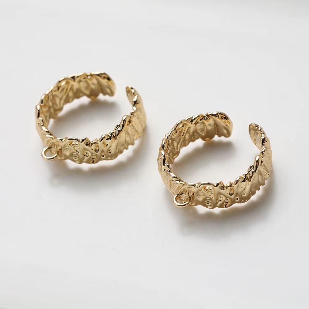 Bague fendue ouverte irrégulière plaquée or 14K, 2 pièces, en laiton fait à la main, réglage de bagu