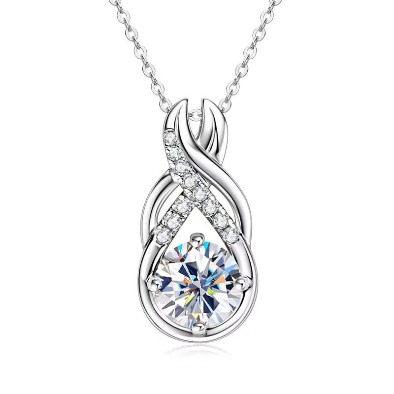 IOGOU luxe 6.0CTW 8MM VVS1 Moissanite ensemble de bijoux 925 argent infini pendentif collier goutte 