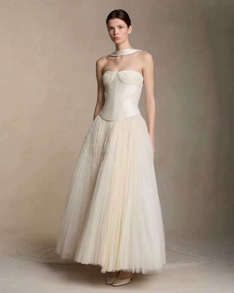 Robe de soirée élégante personnalisée 2026, robe de mariée deux pièces, robe de mariée simple en tul