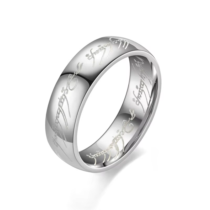 Anneaux de mariage exquis en acier inoxydable de 6 mm gravés au laser, bijoux de mode pour hommes et