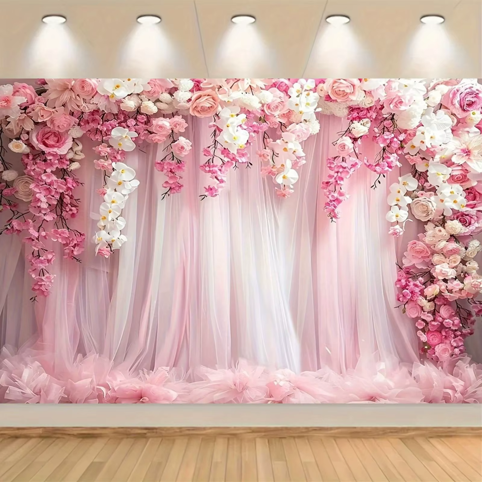 Rideau floral pour mariage, toile de fond pour douche nuptiale, cérémonie de fiançailles, fête, déco