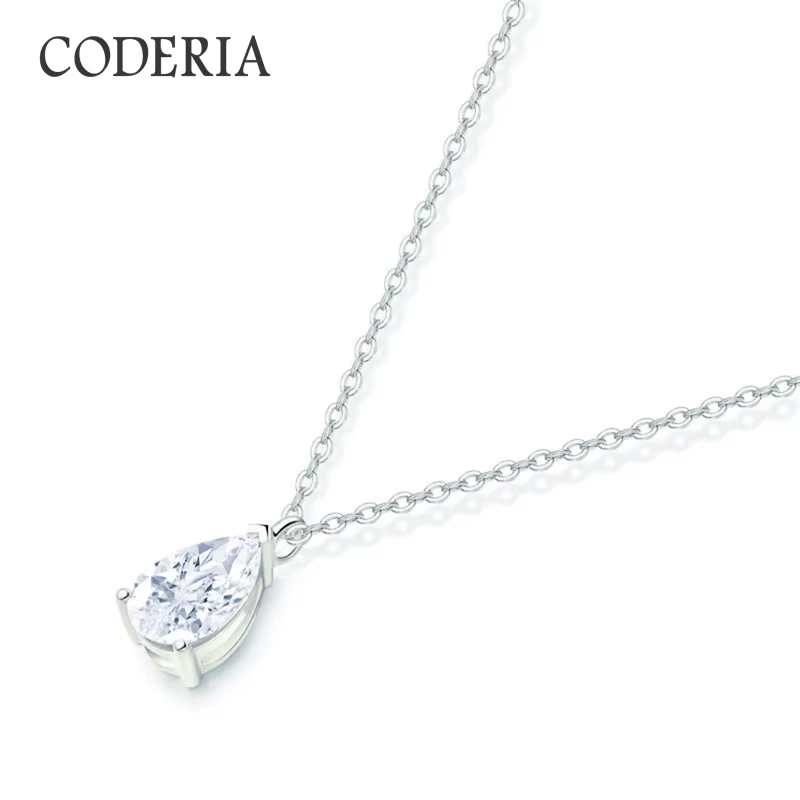 Collier ovale en Moissamite goutte d'eau, diamant brillant 1CT 2CT, en argent Sterling 925, bijoux c