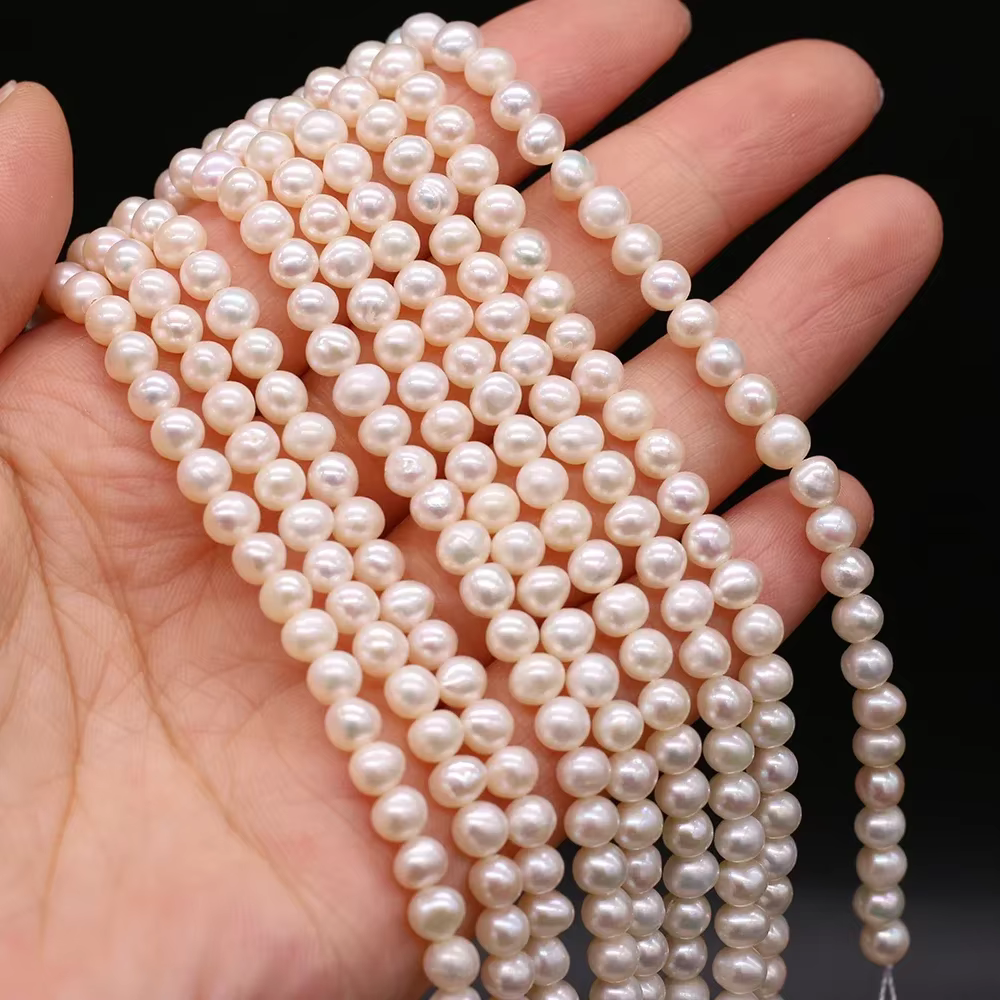 Perles d'Eau Douce Naturelles Blanches Rondes AAA + de 4 à 5mm, Accessoires d'Espacement pour Bijoux