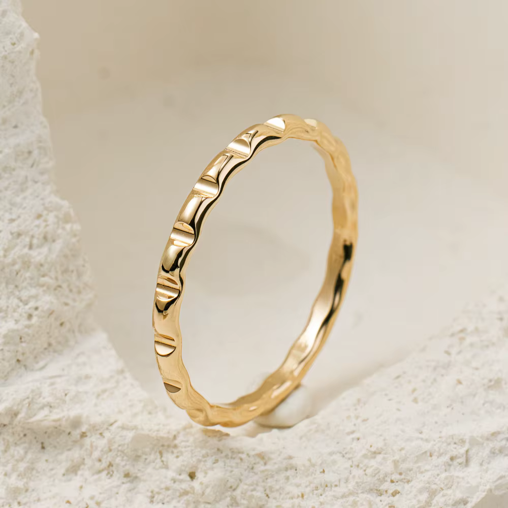 Bague épaisse remplie d'or 14K, bijoux délicats résistants au ternissement, bijoux Boho faits à la m