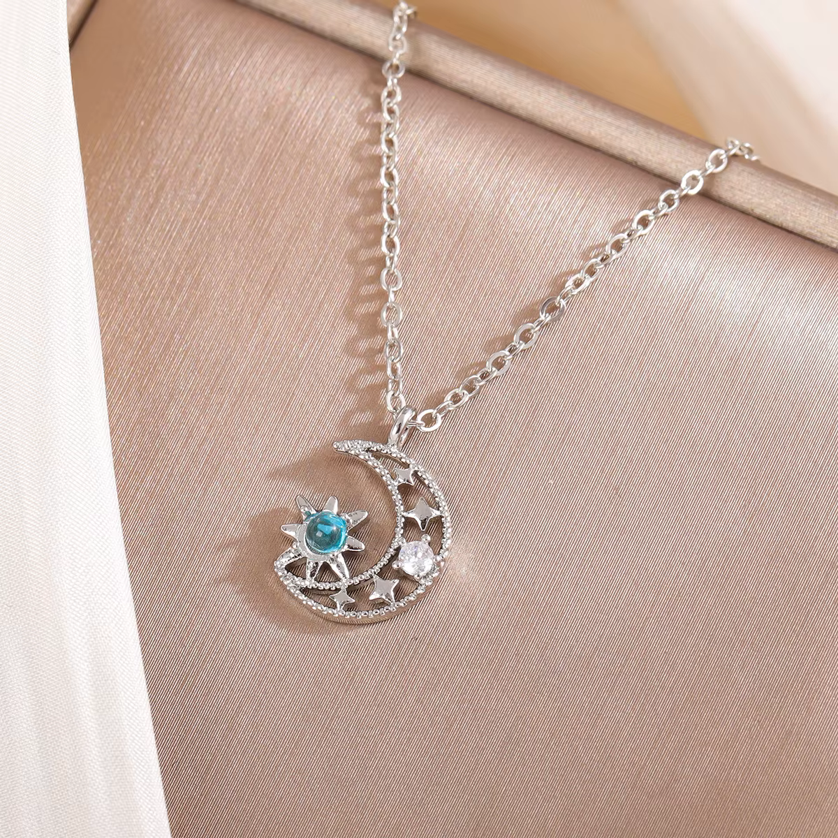 Nouveaux magnifiques colliers en argent sterling 925 faits à la main, de luxe, bleu clair de lune, a