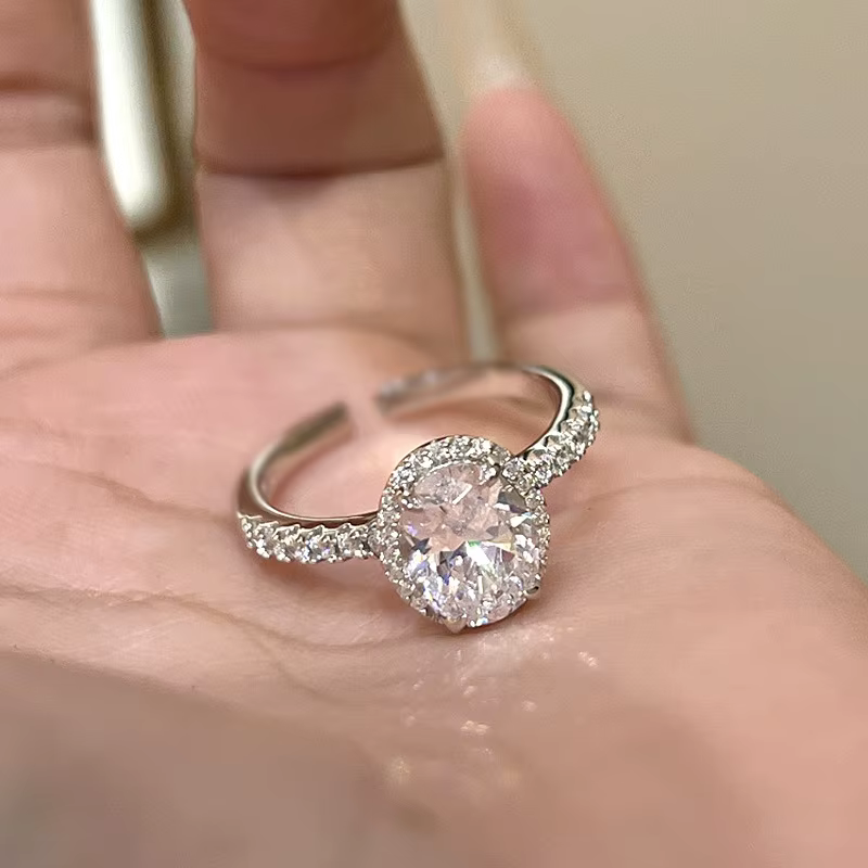 Bague de fiançailles entièrement sertie de diamants, nouveau style, luxe léger, mode exquise, anneau