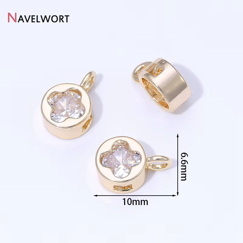 Mini pendentif à breloques en laiton plaqué or 14K avec Zircon, pour la fabrication de bijoux, brelo