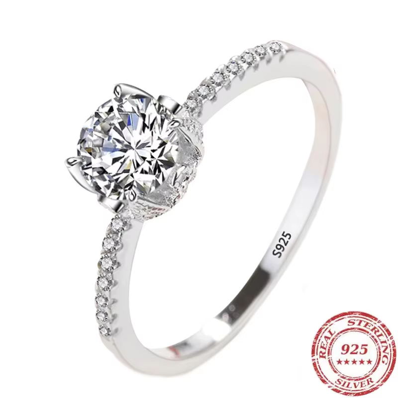 Bague classique de luxe en argent Sterling 925 pour femmes, bijoux avec bord boule creuse, couronne 