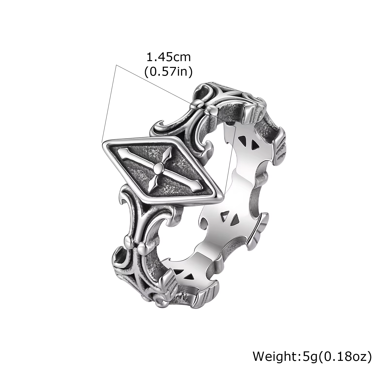 Bague croix gothique punk pour homme, bague statement rétro en acier inoxydable, cadeau de bijoux po