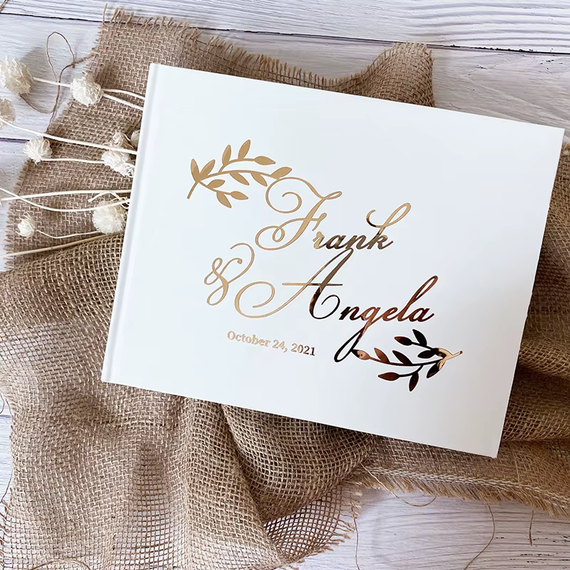 Livre d'or blanc personnalisé pour mariage, livre de messages élégant pour Mr et Mrs, livre de souve
