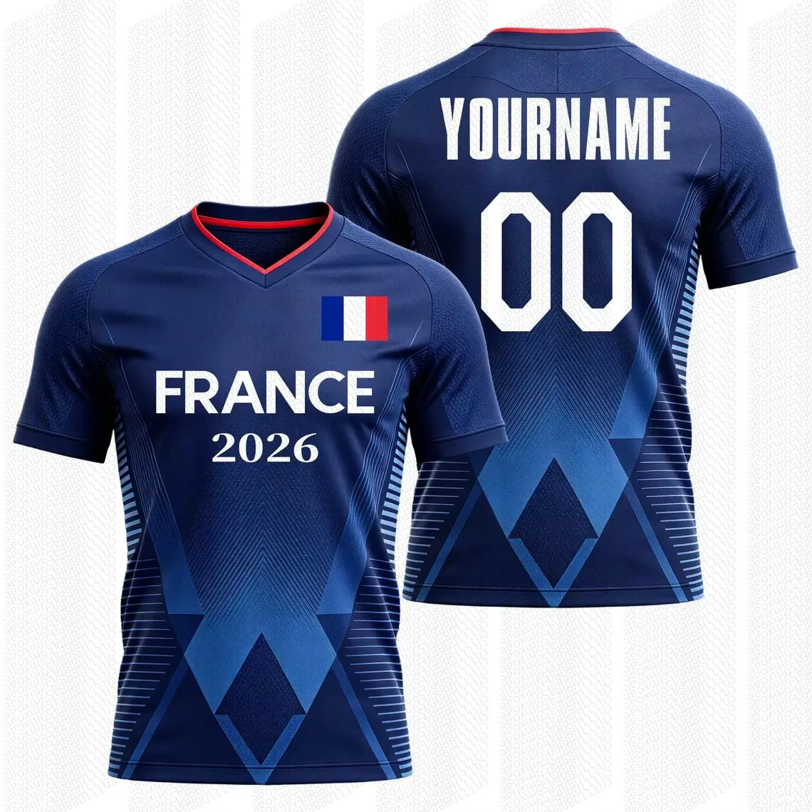 Maillot de football américain France 2026 - Nom et numéro personnalisés - Respirant et séchage rapid