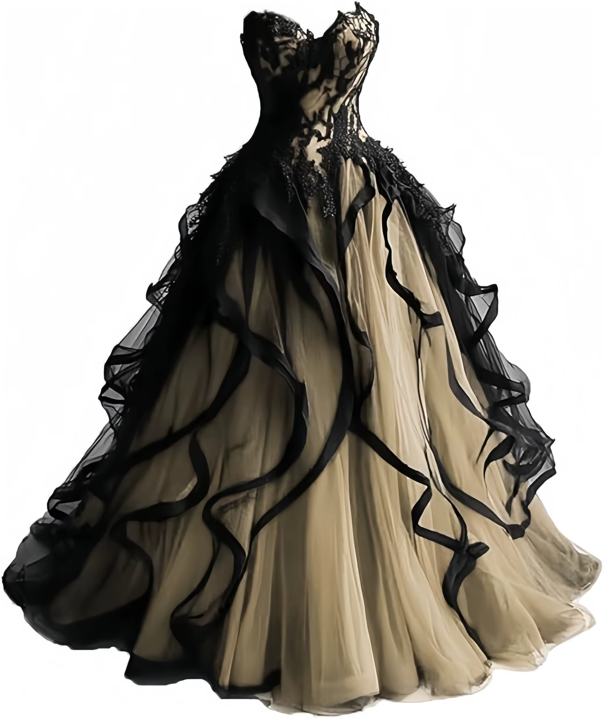 Robes de mariée gothiques pour mariée, en Tulle superposé, noires, avec des appliques en dentelle, r