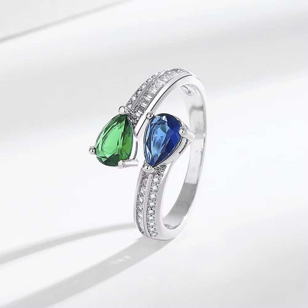 Bague en argent sterling 925 avec zircon bleu-vert de qualité supérieure, tendance et élégante, cade