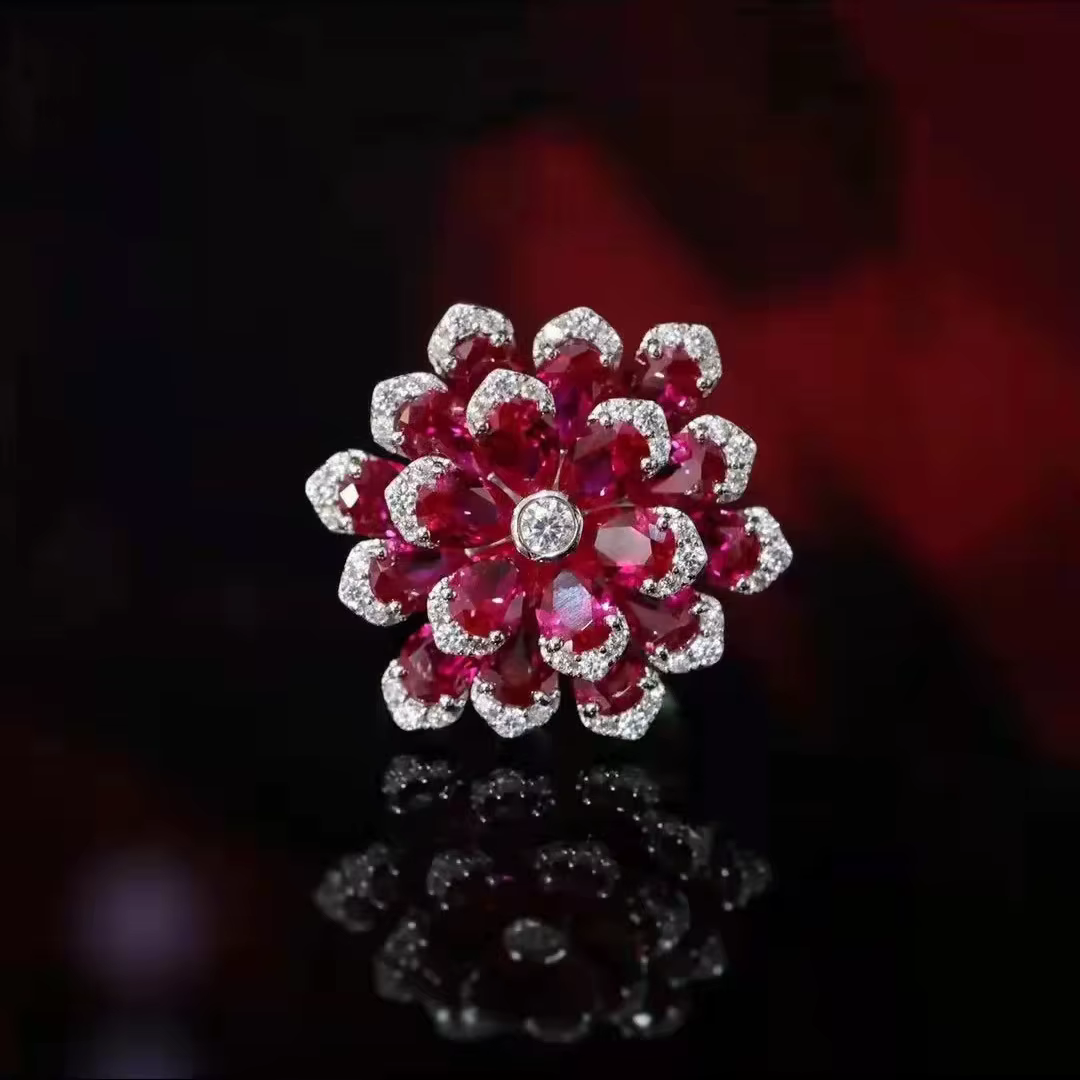 Nouvel ensemble de bijoux floraux de Foyejaf - collier, boucles d'oreilles pendantes bleu roi luxueu
