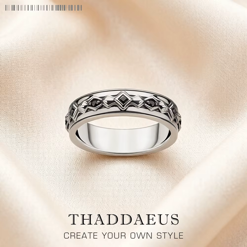 Bague en argent regardé 925 avec pierre noire noble pour hommes et femmes, bijoux fins détaillés, st