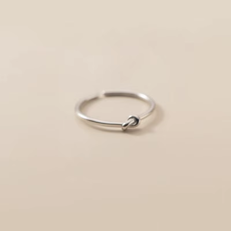 Bague ajustable classique couleur argent avec nœud, bijou de mode pour femmes charmantes, accessoire