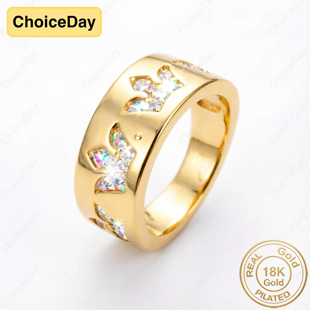 Bague Couronne Luxueuse Plaqué Or 18K avec Zirconium pour Femme – Bijou Tendance pour Mariage et Fêt