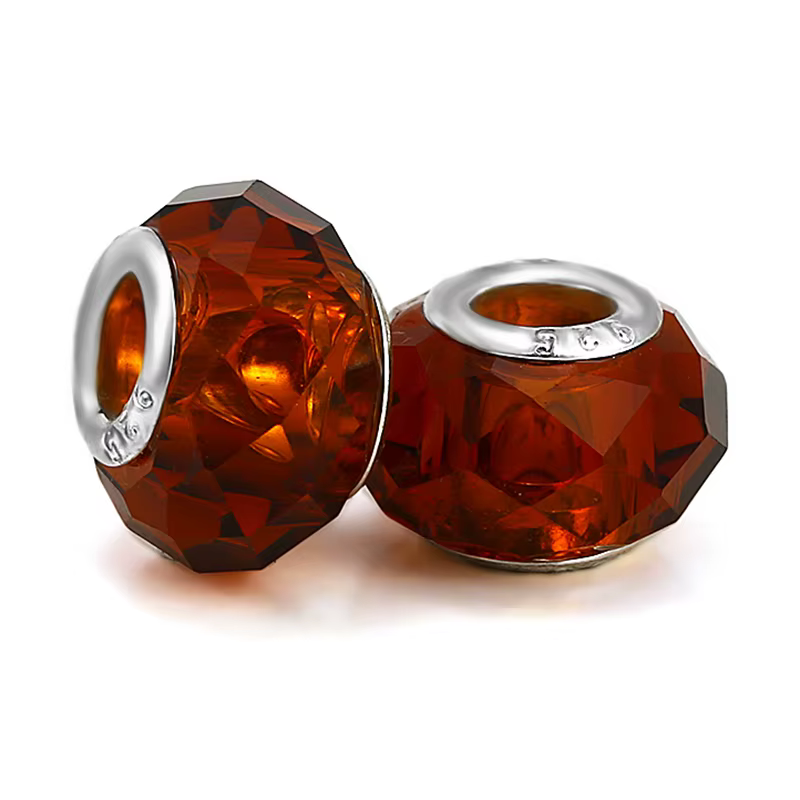 Lot de 2 perles de charme en verre de Murano de luxe, bracelets et colliers fins pour femmes, hommes