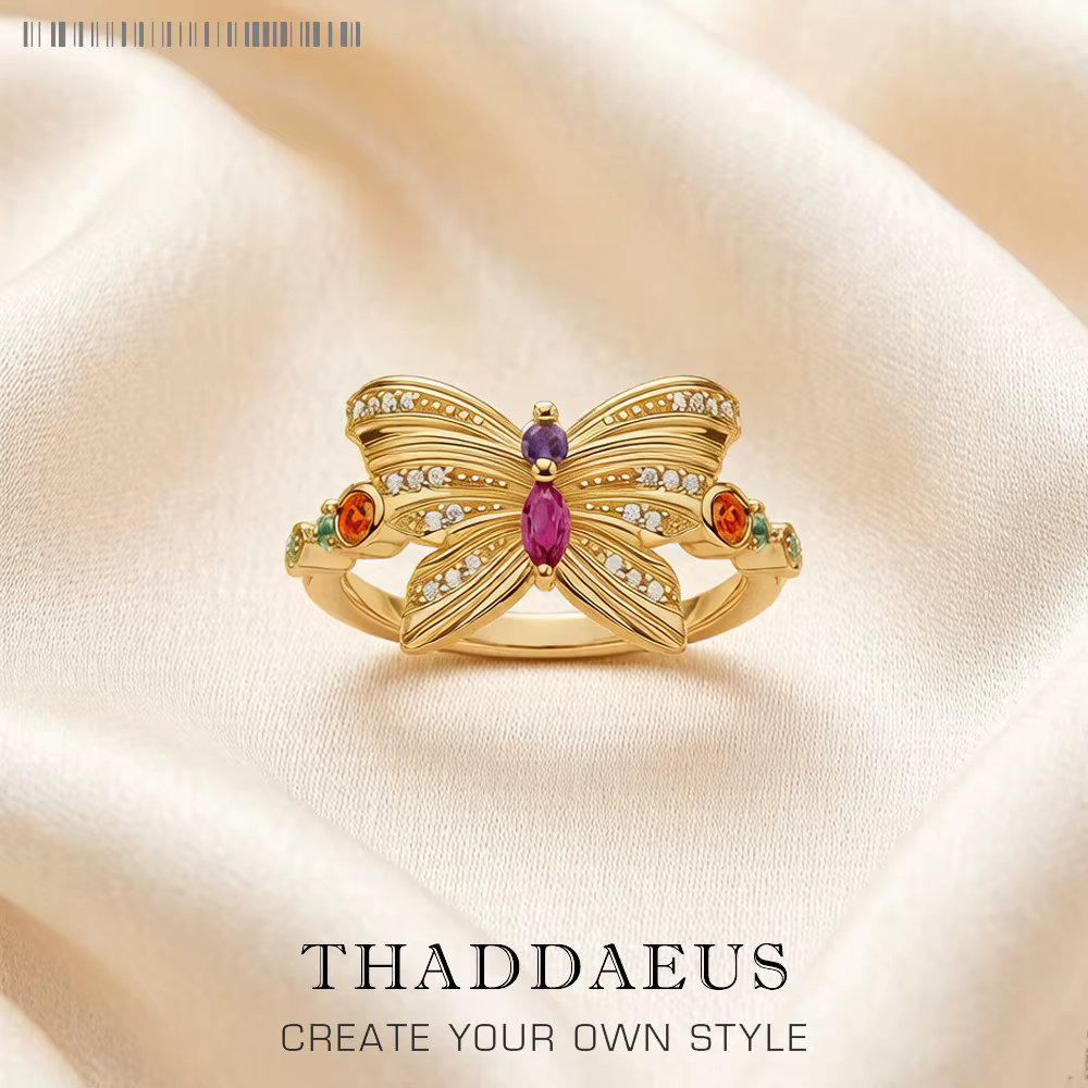 Bague délicate papillon en or, Style européen, bijoux fins pour femmes, cadeau porte-bonheur en arge