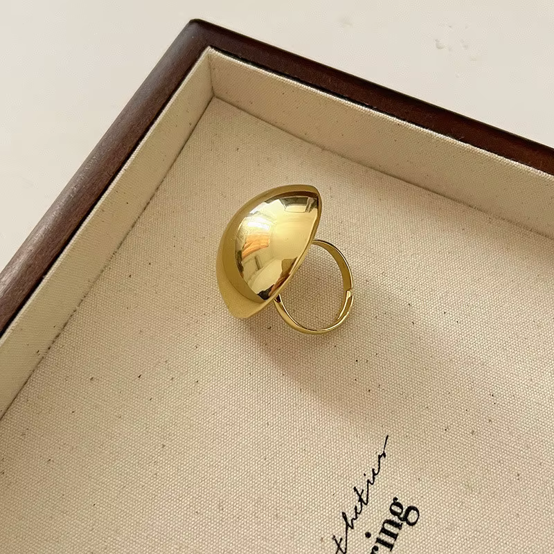 Bague dôme punk large et lisse pour femmes et hommes, demi-ronde en métal, forme géométrique de boul