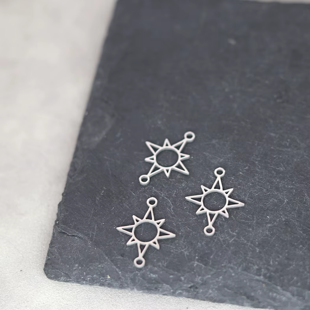 Breloques pendentif étoile Double anneau en acier inoxydable, 3 pièces, pour la fabrication de bijou