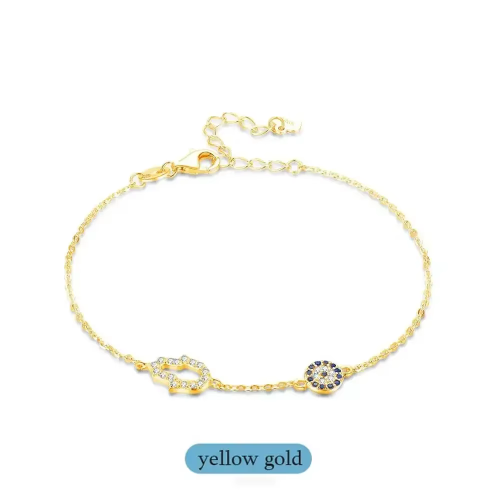 Kaletine – bracelets à chaîne en argent Sterling 925 pour femmes, breloque main Hamsa, œil porte-bon