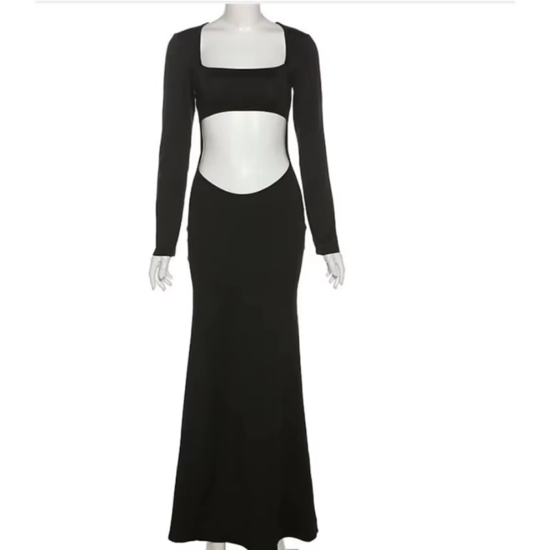 ALTEROutfit-Robe extensible à ventre ouvert, robe longue pour séance photo