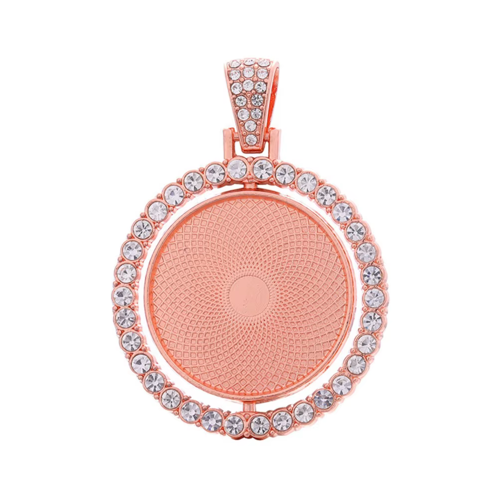 Ensemble de Cabochon Double face de 25mm avec strass, réglage du pendentif de collier, plateau de Ba