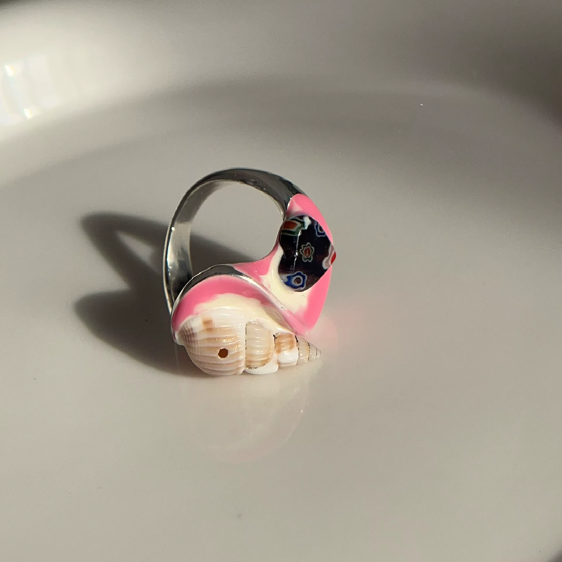 Bague rétro en émail doux et cool